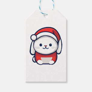 Christmas Cute Bunny in Santa hat Gift Tags