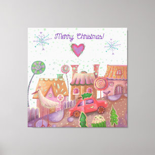christmas cute car canvas print