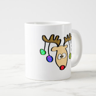 Christmas Cute Cartoon Red Nose Reindeer Large Coffee Mug