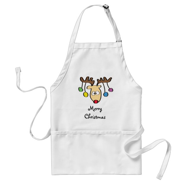 Christmas Cute Cartoon Red Nose Reindeer Standard Apron (Front)