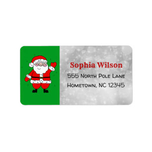 Christmas Cute Cartoon Santa Red and Green Label