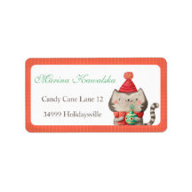 Christmas Cute Cat Address Labels