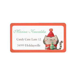 Christmas Cute Cat Address Labels
