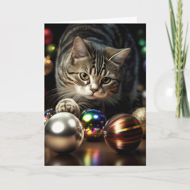  CHRISTMAS CUTE CAT Greeting Card (Front)