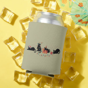 Christmas Cute Cat Lover Crew Christmas Lights Can Cooler