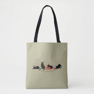 Christmas Cute Cat Lover Crew Christmas Lights Tote Bag