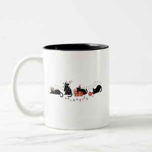 Christmas Cute Cat Lover Crew Christmas Lights Two-Tone Coffee Mug