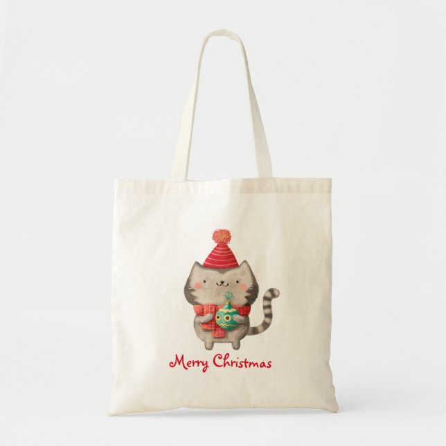 Christmas Cute Cat Tote Bag (Front)