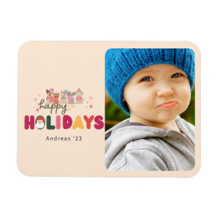 Christmas cute colourful modern holiday magnet