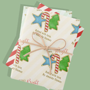 Christmas Cute Colourful Whimsical Cookie Cutouts  Wrapping Paper Sheet