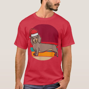 Christmas Cute Dachshund Sausage Dog Puppy Wearing T-Shirt