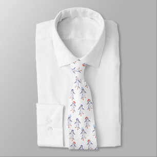Christmas Cute Dancing Penguins Pattern Neck Tie