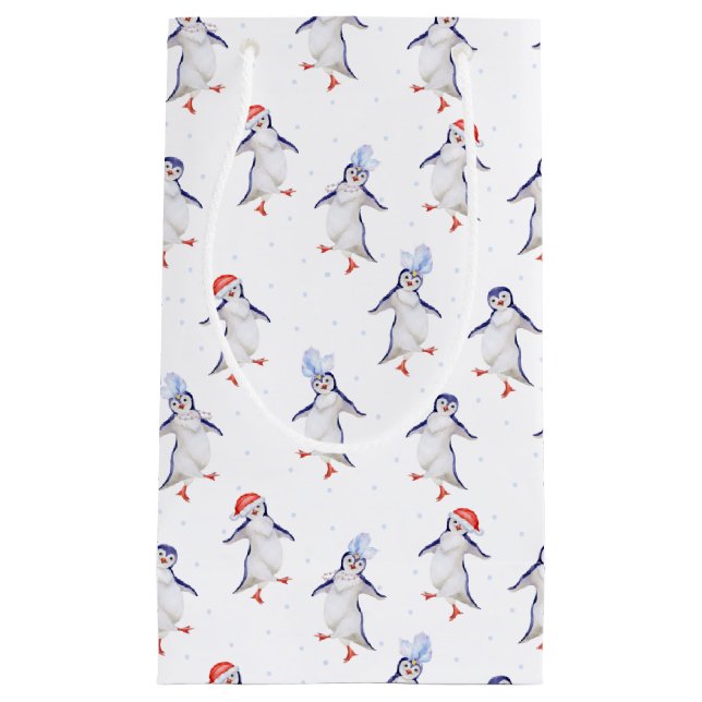 Christmas Cute Dancing Penguins Pattern Small Gift Small Gift Bag (Front)