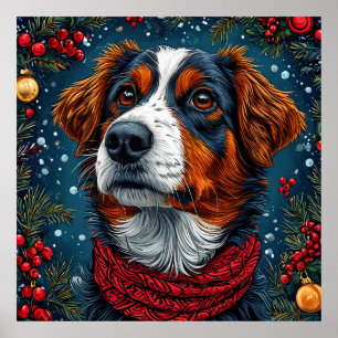 🎅 Christmas Cute Dog Festive Winter Holiday Poster