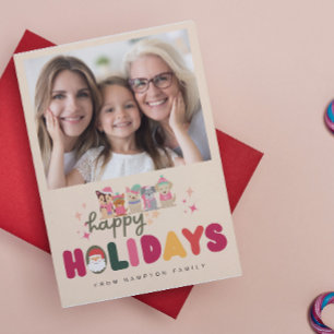 Christmas cute dogs colourful modern holiday card