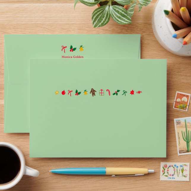 CHRISTMAS Cute Doodle Whimsical CUSTOM Holiday  Envelope (Desk)