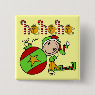 Christmas Cute Elf Ho Ho Ho 15 Cm Square Badge