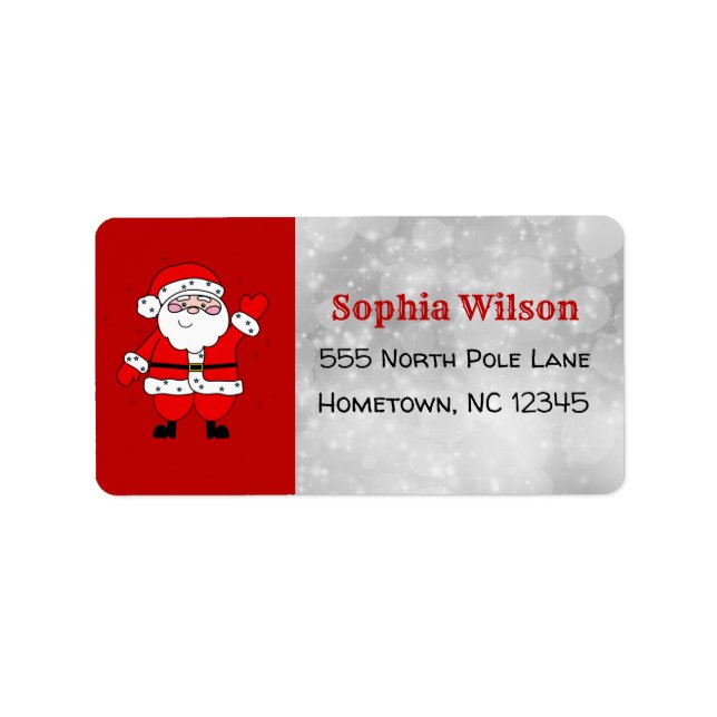 Christmas Cute Festive Cartoon Santa Red Label (Front)