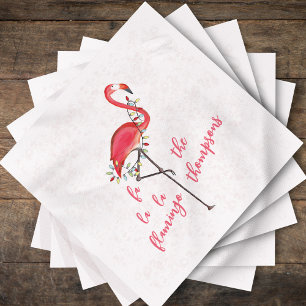 Christmas Cute Festive Flamingo String Lights Napk Napkin