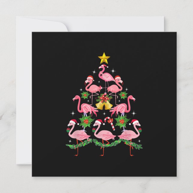 Christmas - Cute Flamingo Christmas Tree Invitation (Front)