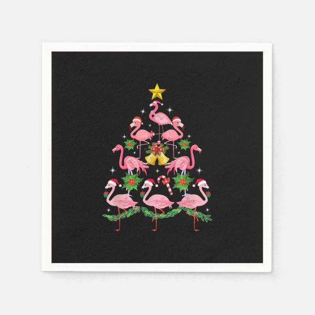 Christmas - Cute Flamingo Christmas Tree Napkin (Front)