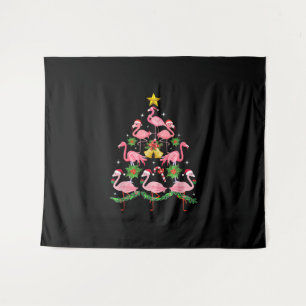 Christmas - Cute Flamingo Christmas Tree Tapestry