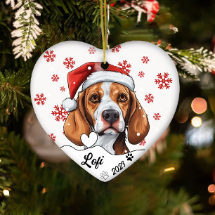 Christmas Cute Fox Hound Dog Personalized Ceramic Tree Decoration