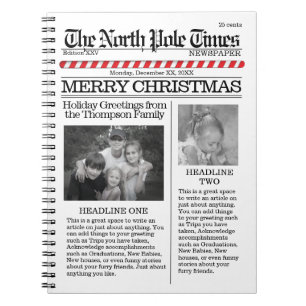 Christmas Cute Fun North Pole Newspaper  Notebook