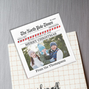 Christmas Cute Fun Typography Newspaper Design Magnet