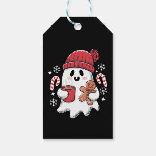 Christmas Cute Ghost Iced Coffee Retro Xmas Coffee Gift Tags
