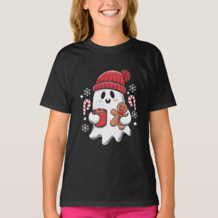 Christmas Cute Ghost Iced Coffee Retro Xmas Coffee T-Shirt