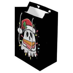Christmas Cute Ghost Santa Party Xmas Holiday  Medium Gift Bag