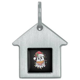 Christmas Cute Ghost Santa Party Xmas Holiday  Pet ID Tag