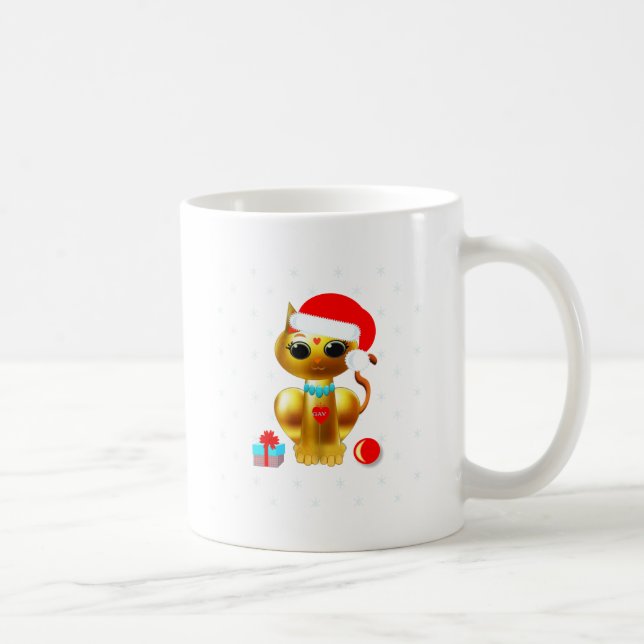 Christmas cute golden kitty cat cartoon coffee mug (Right)