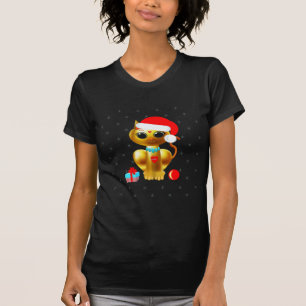 Christmas cute golden kitty cat cartoon T-Shirt