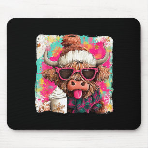 Christmas Cute Highland Cow Hot Cocoa Coffee Lover Mouse Pad