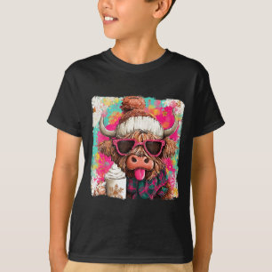 Christmas Cute Highland Cow Hot Cocoa Coffee Lover T-Shirt