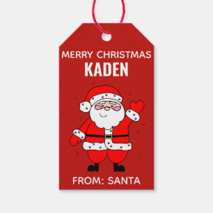 Christmas Cute Kids Cartoon Santa Red Gift Tags