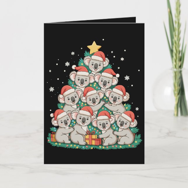 Christmas Cute Koala Tree Funny Xmas Holiday Card (Front)