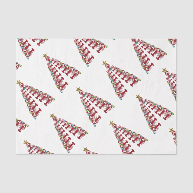 Christmas Cute Lobster tree Nautical beach tissue Tissue Paper (Front)
