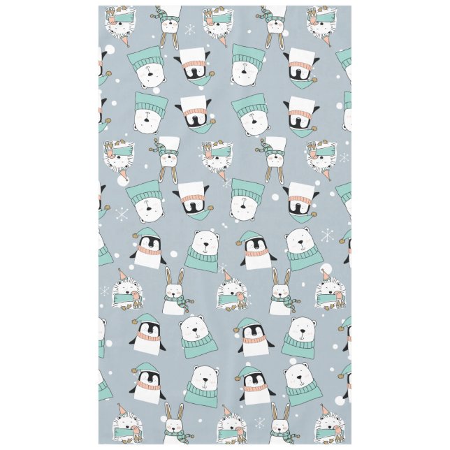 Christmas Cute Modern Animals Tablecloth (Front)
