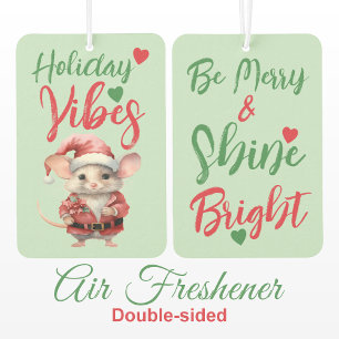 Christmas cute mouse holiday green red car air freshener