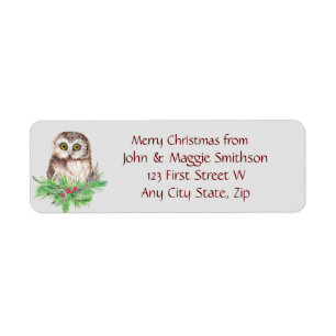 Christmas Cute Owl Custom Message Label