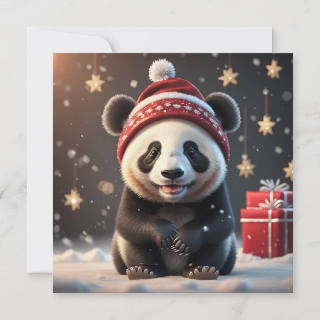Christmas cute panda Holiday Card (Front)