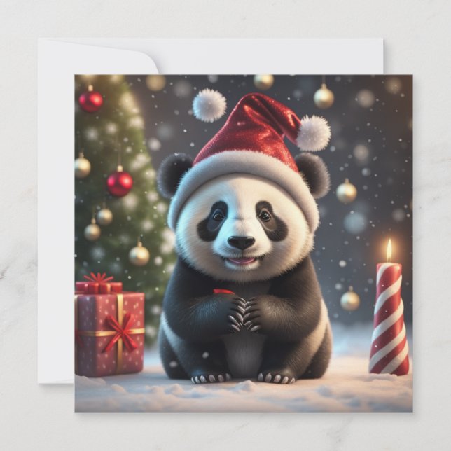 Christmas cute panda Holiday Card (Front)