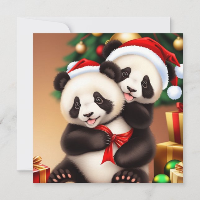 Christmas cute panda Holiday Card (Front)
