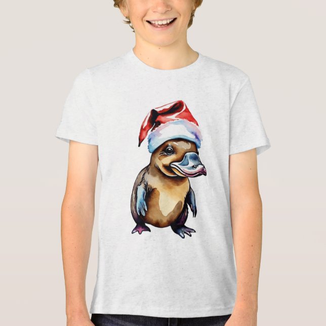 Christmas cute platypus Tri-Blend shirt (Front)
