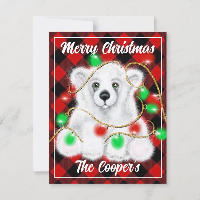 Christmas cute polar bear cub, Santa bear cub  Card (Front)