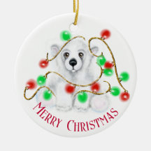Christmas cute polar bear cub, Santa bear cub 