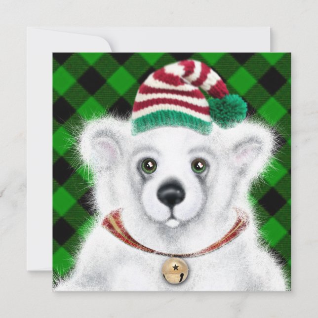 Christmas cute polar bear cub, Santa bear cub  Invitation (Front)
